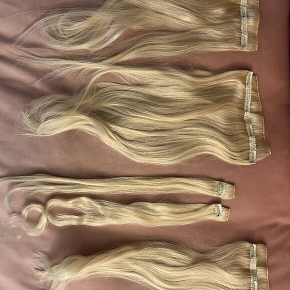 Luxy Hair 20” Clip In Extensions 160g Platinum Blonde Human Hair Set - Picture 4 of 6